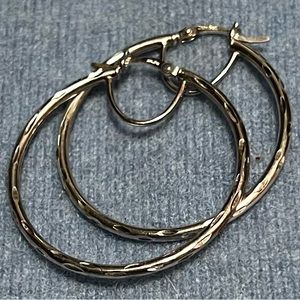 925 Etched Silver Hoop Earrings